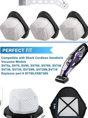 Disposable Filters six in all fits Shark hand held vacuum.NO vacuum